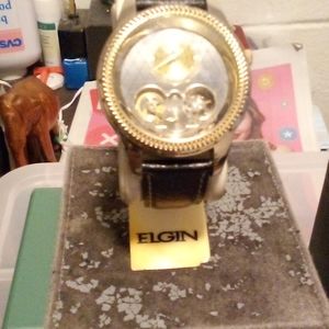 Elgin Men's watch Gold in color w/black leather band